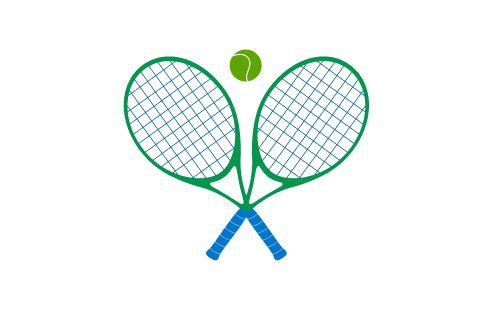 a tennis ball and two racquets